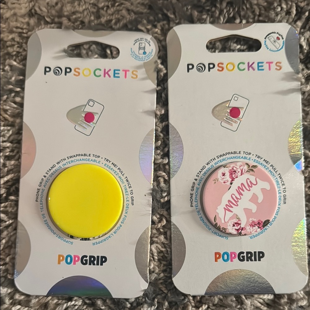 PopSockets PopGrip Set - Yellow smiles and Pink Floral